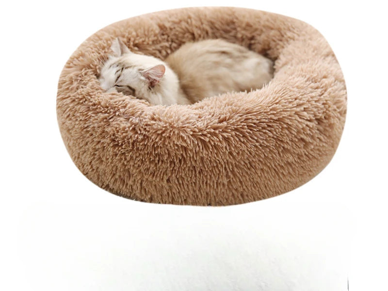 Panier pour chat en peluche douce | Lit rond chaud, détachable et lavable