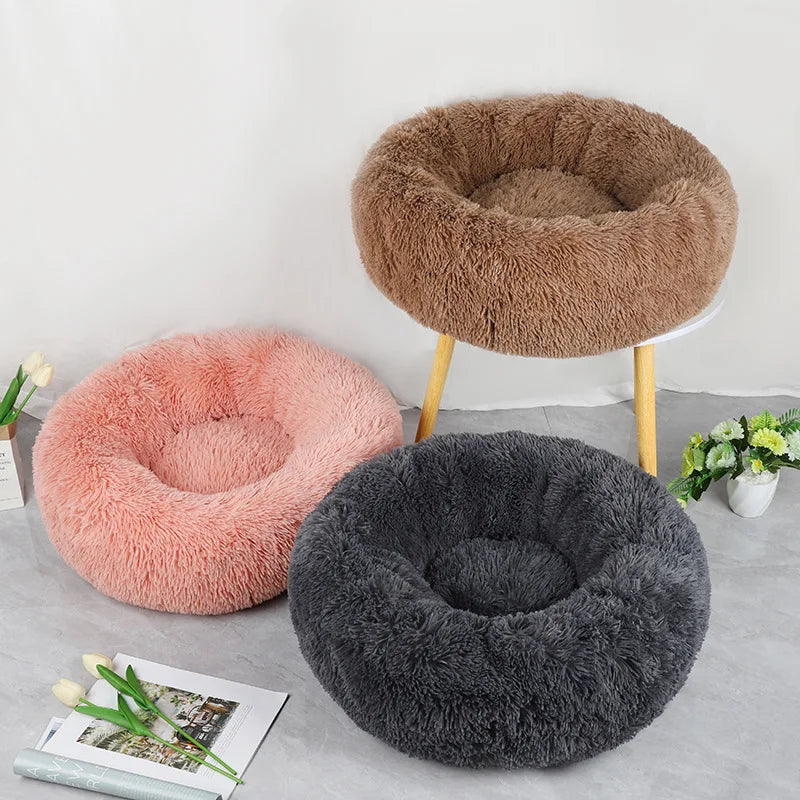 Panier pour chat en peluche douce | Lit rond chaud, détachable et lavable